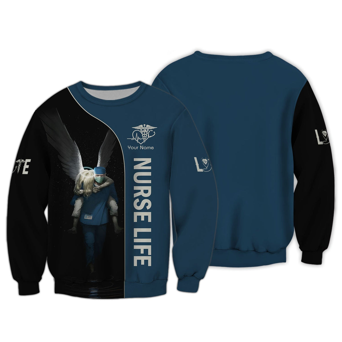 Blisscorners Personalized Nurse Shirt, Angel Wings and Healthcare Hero Tribute