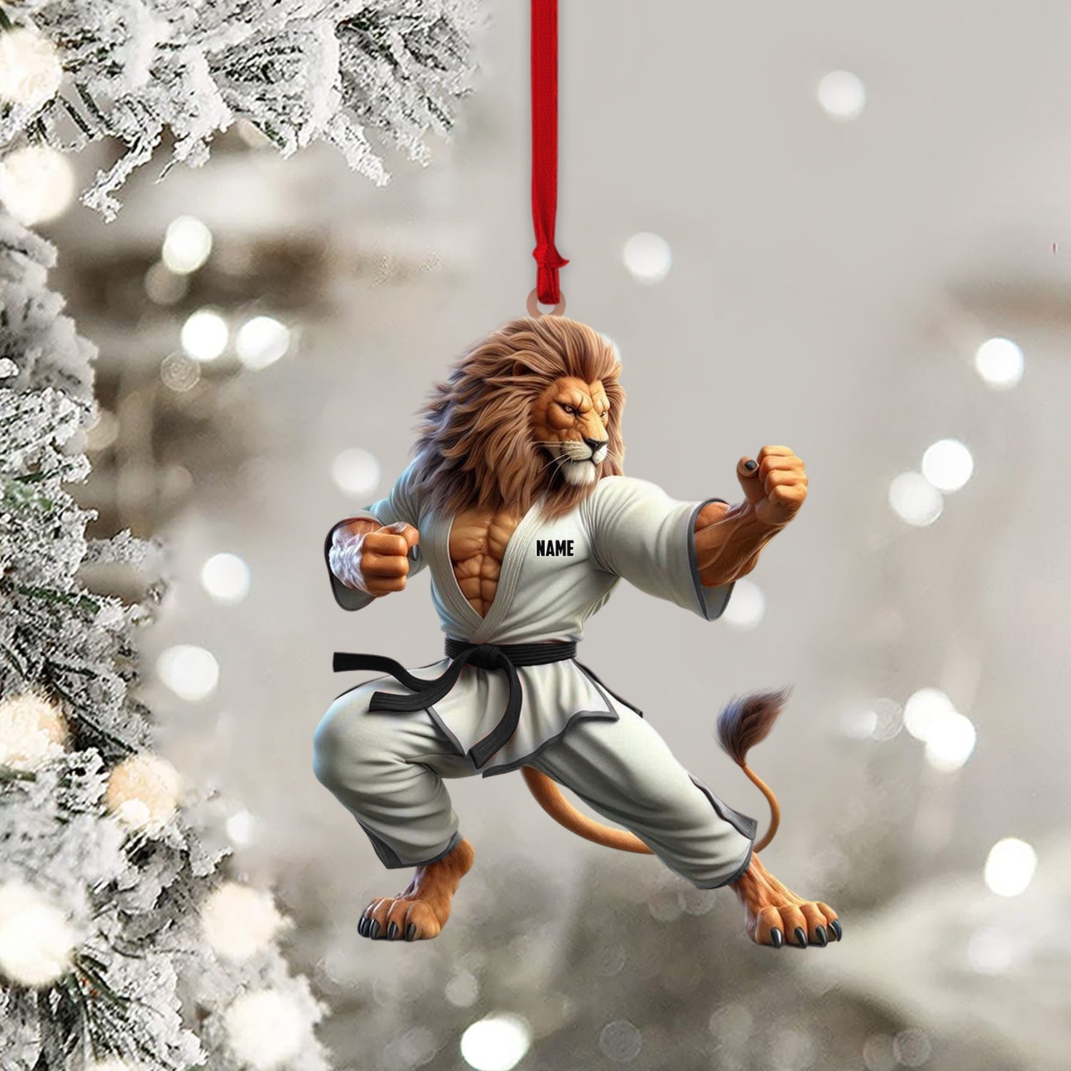 Blisscorners Lion Karate Christmas Ornament, Personalized Ornament2D Flat LM2211