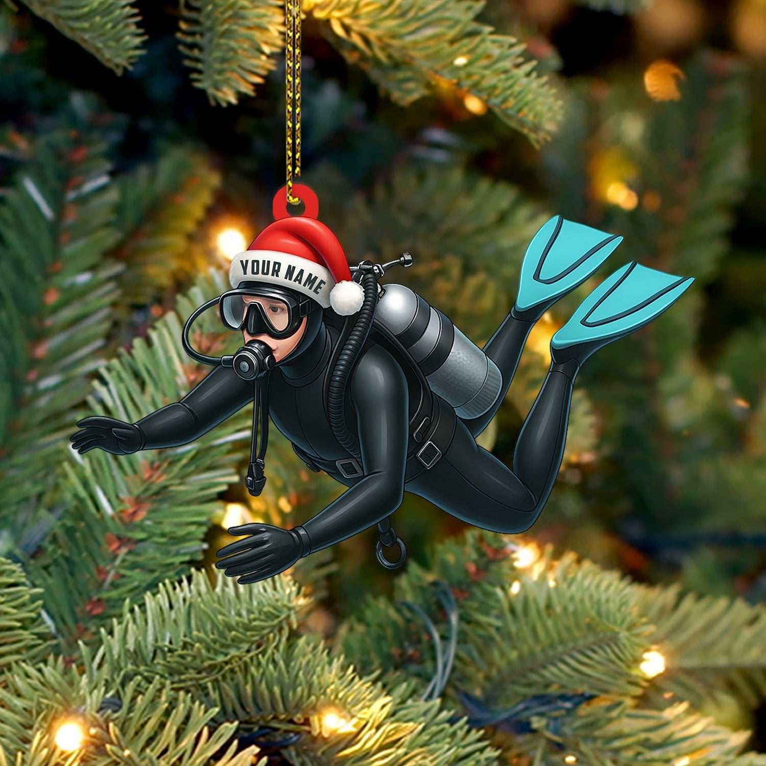 Blisscorners Diver Santa, Home Decor, Christmas Ornament, Personalized Ornament2D Flat LM2111