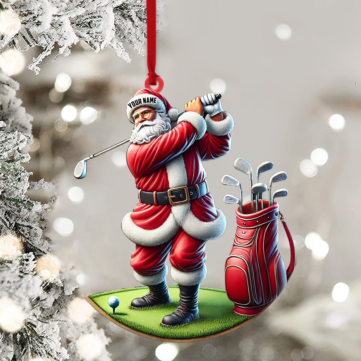Blisscorners Santa Golf Christmas Ornament, Personalized Ornament2D Flat LM2211