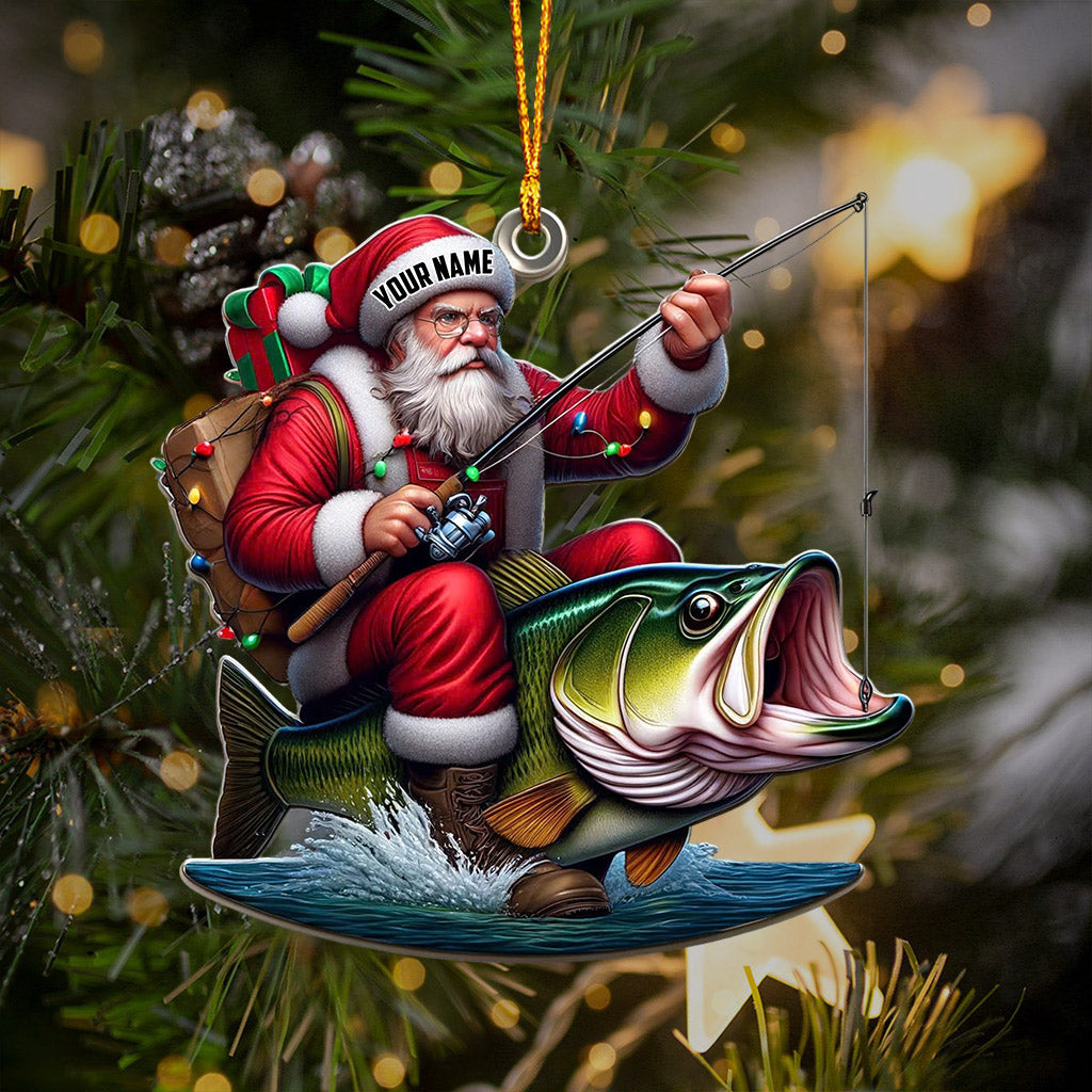Blisscorners Fishing Santa Christmas Ornament, Personalized Ornament2D Flat LM2211