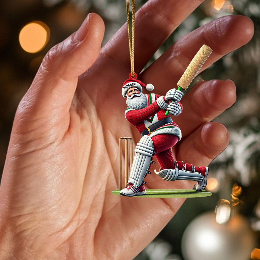 Blisscorners Cricket Ball Santa Pose Christmas Ornament, Personalized Ornament2D Flat LM2211