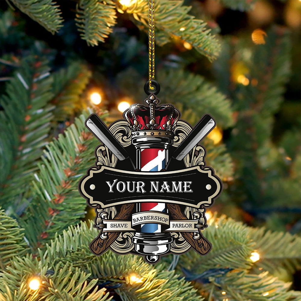 Blisscorners Custom Barber Shop Ornament, Personalized Ornament2D Flat LM2211