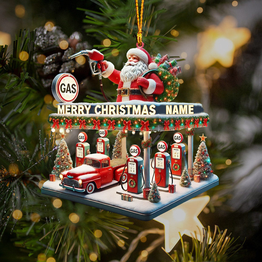 Blisscorners Gas Station Merry Christmas Ornament, Personalized Ornament2D Flat LM2211