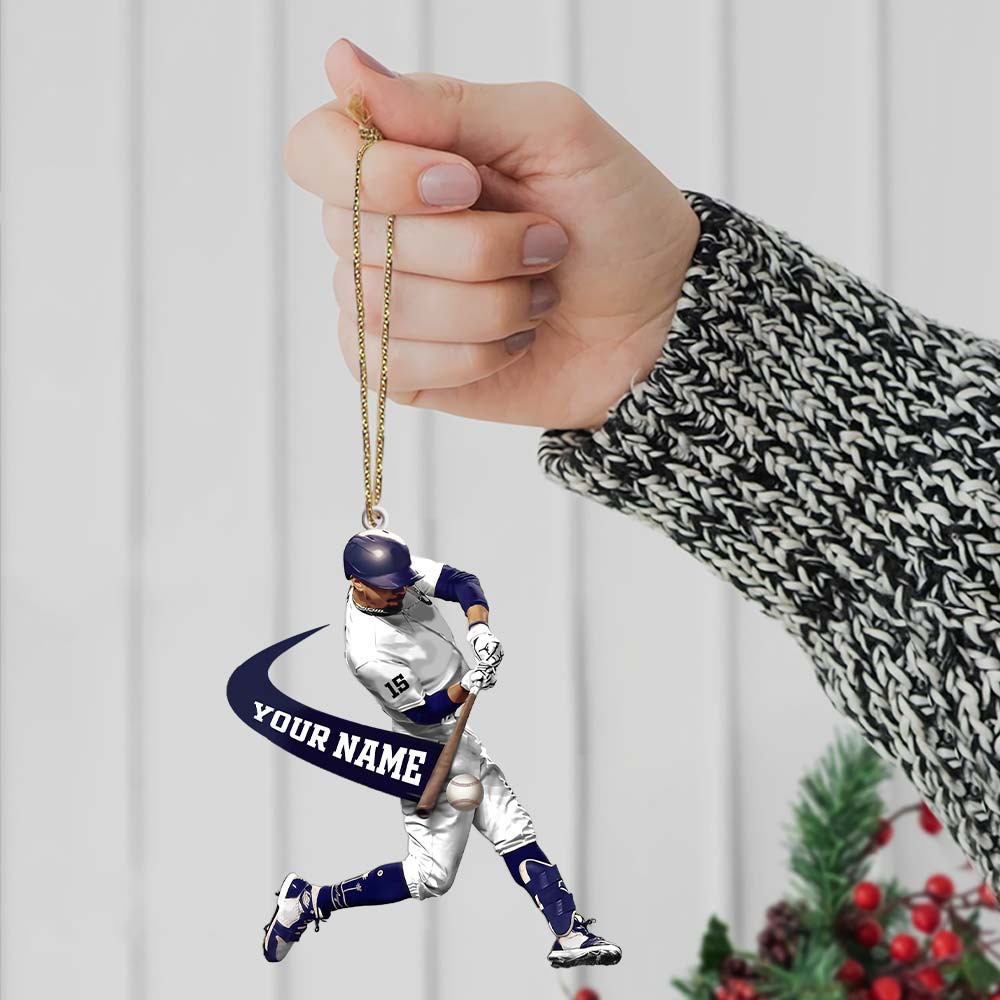 Blisscorners Custom Name Baseball Ornament, Christmas Gift for Baseball Lover2D Flat LM2111