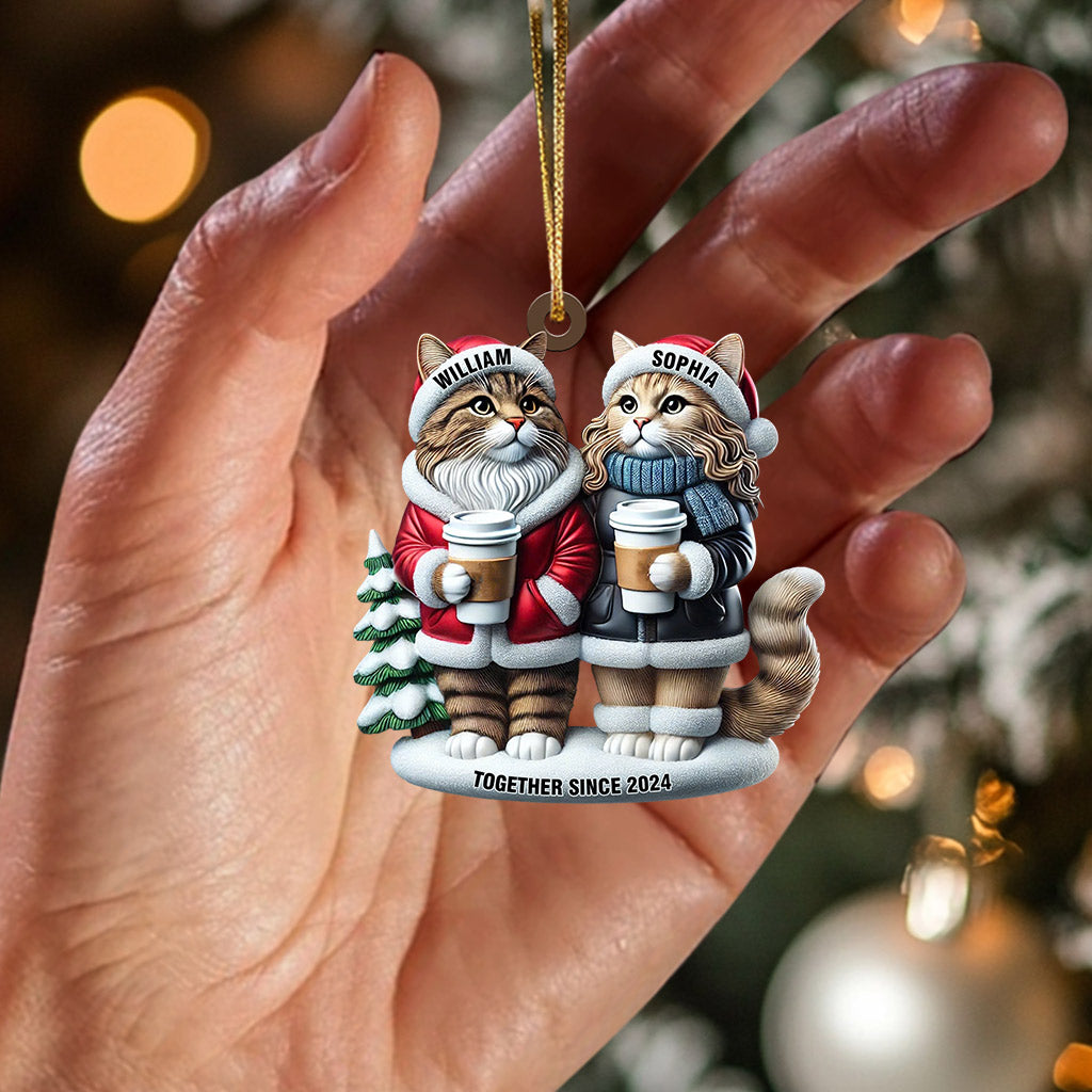 Blisscorners Couple Cats Home Decor Christmas Ornament, Personalized Ornament2D Flat LM2211