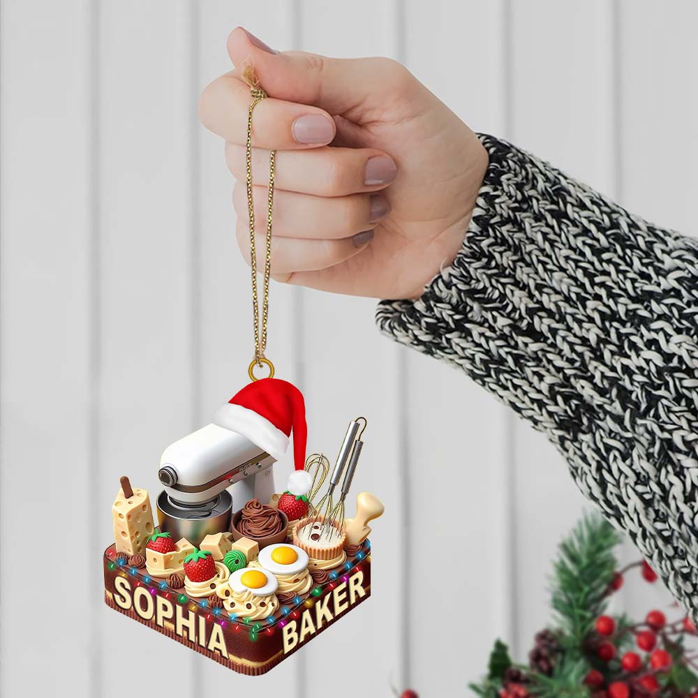 Blisscorners Making Cake Christmas Ornament, Personalized Ornament2D Flat LM2211