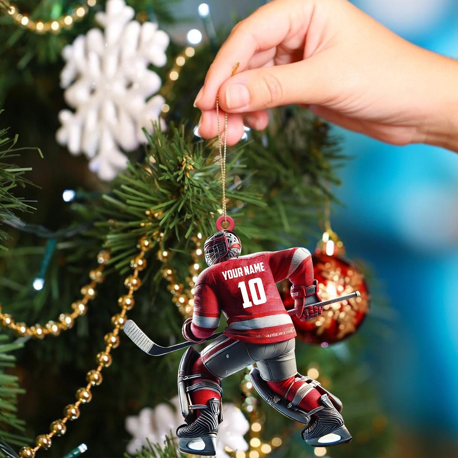 Blisscorners Hockey Player Christmas Ornament, Personalized Ornament2D Flat LM2211