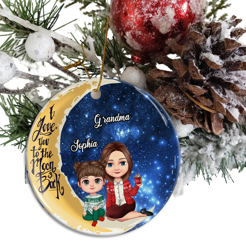Blisscorners Personalized Ceramic Ornament - Personalized Christmas Keepsake - Kid & Grandma's Love Eternalized, Family Gift2D Flat LM2111