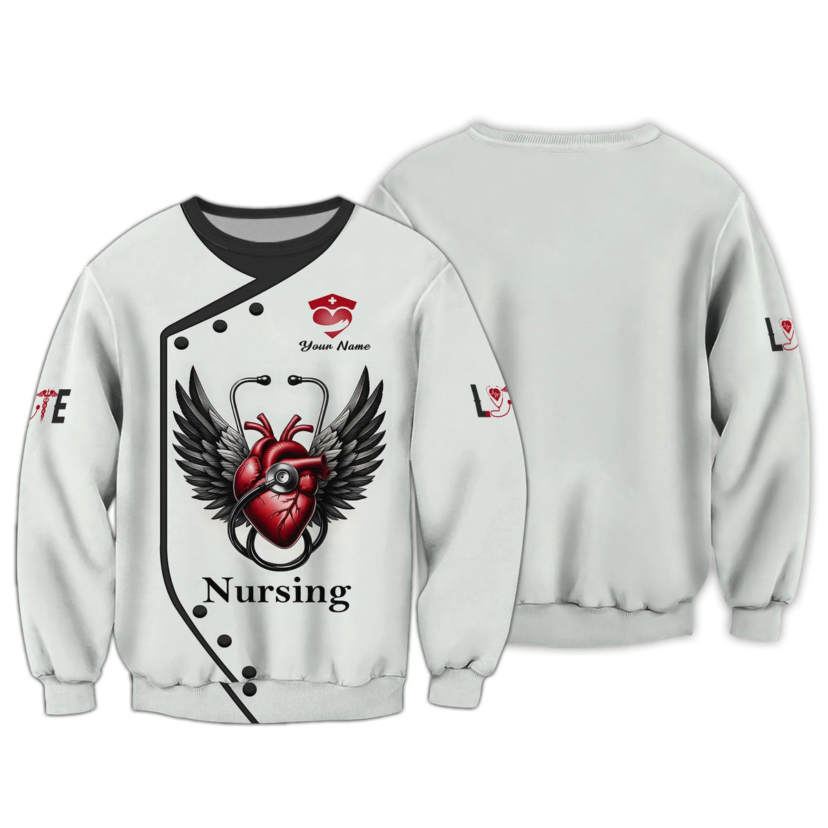 Blisscorners Personalized Nurse Shirt - Wings of Compassion