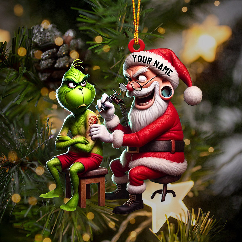 Blisscorners Santa Tattoo Artist Christmas Ornament, Personalized Ornament2D Flat LM2211