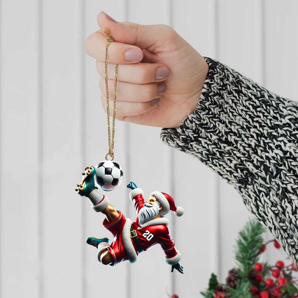 Blisscorners Custom Number Soccer Santa Ornament, Soccer Christmas Gifts2D Flat LM2211