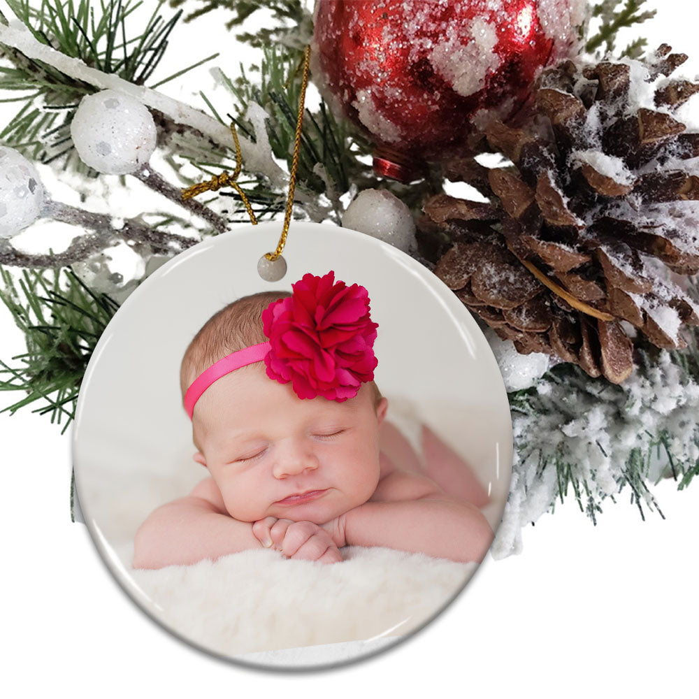 Blisscorners Baby First Xmas - Custom Photo And Name- Personalized 2 Sides Ceramic Ornament - Gift For Family, Christmas Gift2D Flat LM2111
