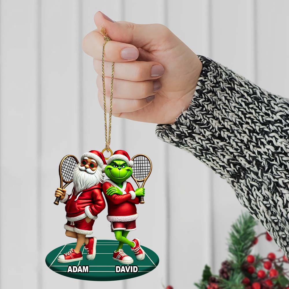 Blisscorners Santa And ELF Christmas Ornament, Personalized Ornament, Tennis Christmas Gift2D Flat LM2211