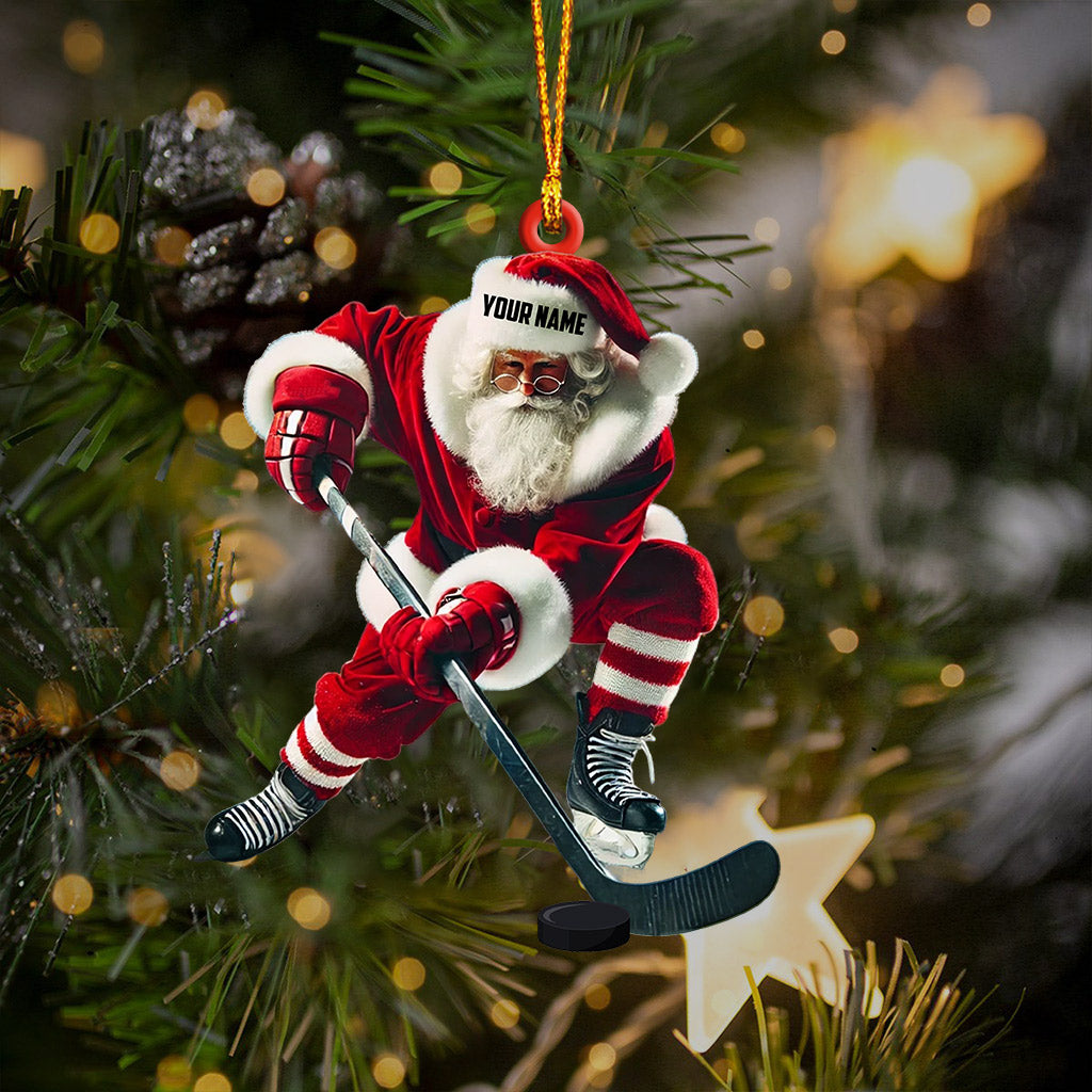 Blisscorners Hockey Santa Pose Christmas Ornament, Personalized Ornament2D Flat LM2211