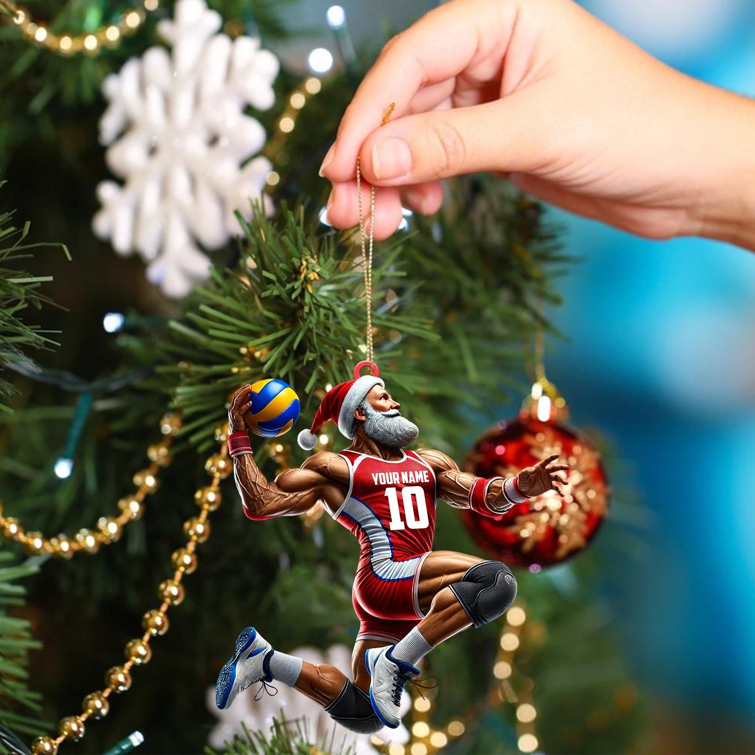 Blisscorners Volleyball Santa Home Decor Christmas Ornament, Personalized Ornament2D Flat LM2211