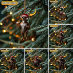 Blisscorners Deer Hunter Muscle Santa Hat Beer Mug Personalized Name Christmas Ornament