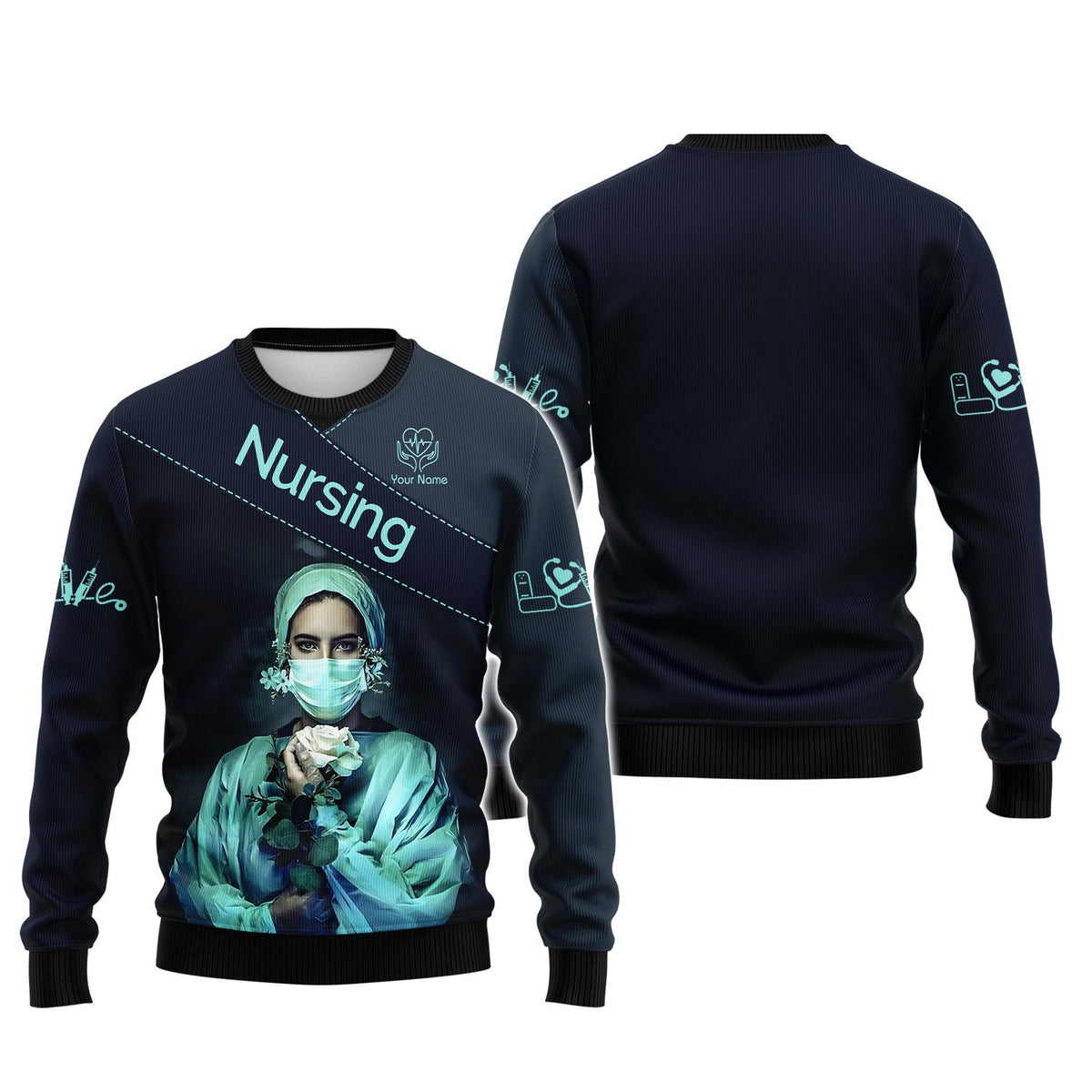 Blisscorners Personalized Nurse Shirt - Elegant Floral Elegance Meets Professional Pride