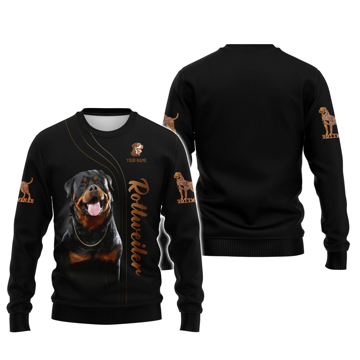 Blisscorners 3D Full Print Rottweiler Dog T-Shirts Personalized Name Gift For Dogs Lovers