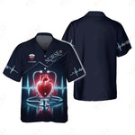 Blisscorners Personalized Nurse Shirt - Heartbeat & Stethoscope Graphic | Comfort Fit Medical Tee