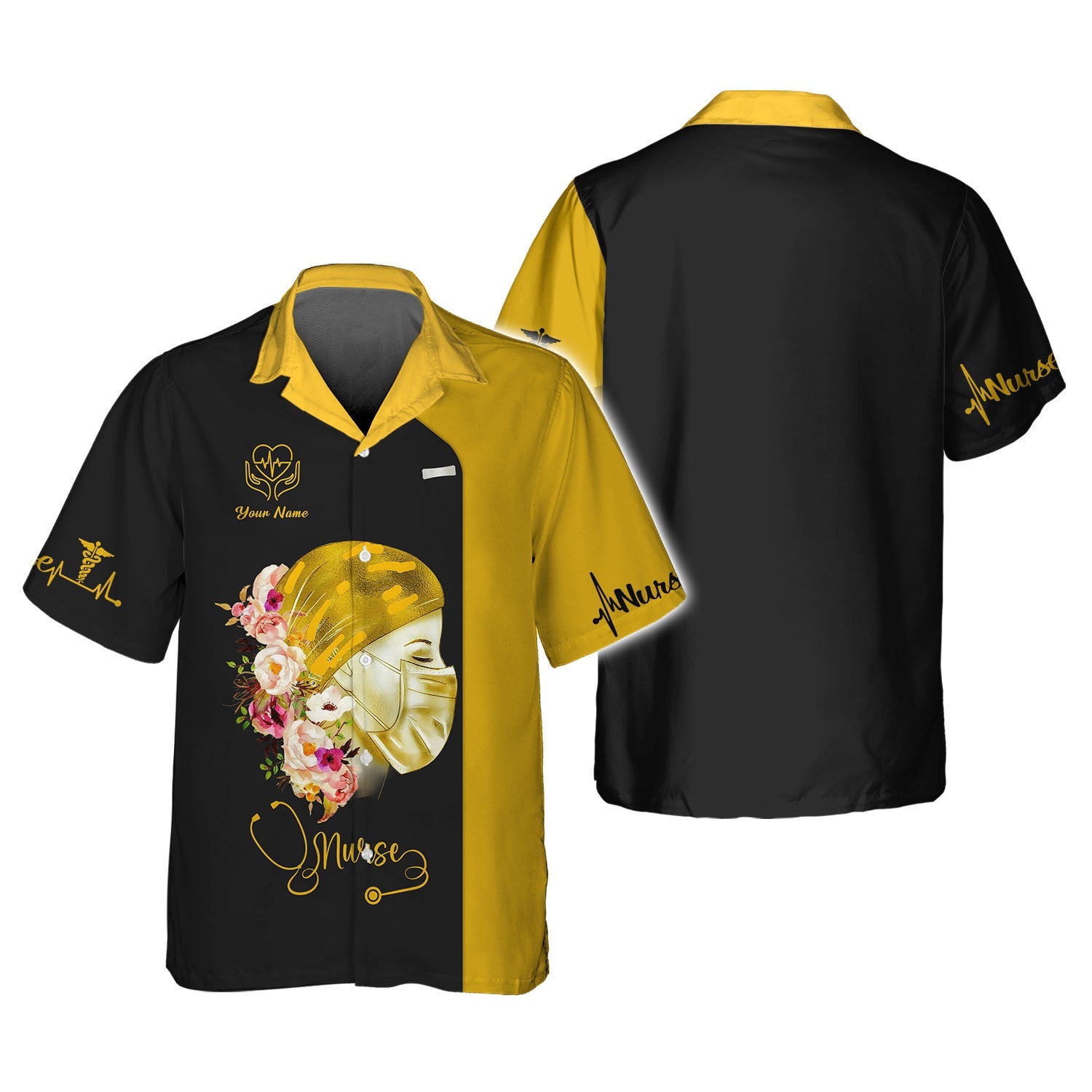 Blisscorners Personalized Nurse Shirt - Floral Compassion and Care