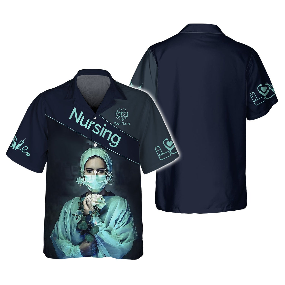 Blisscorners Personalized Nurse Shirt - Elegant Floral Elegance Meets Professional Pride