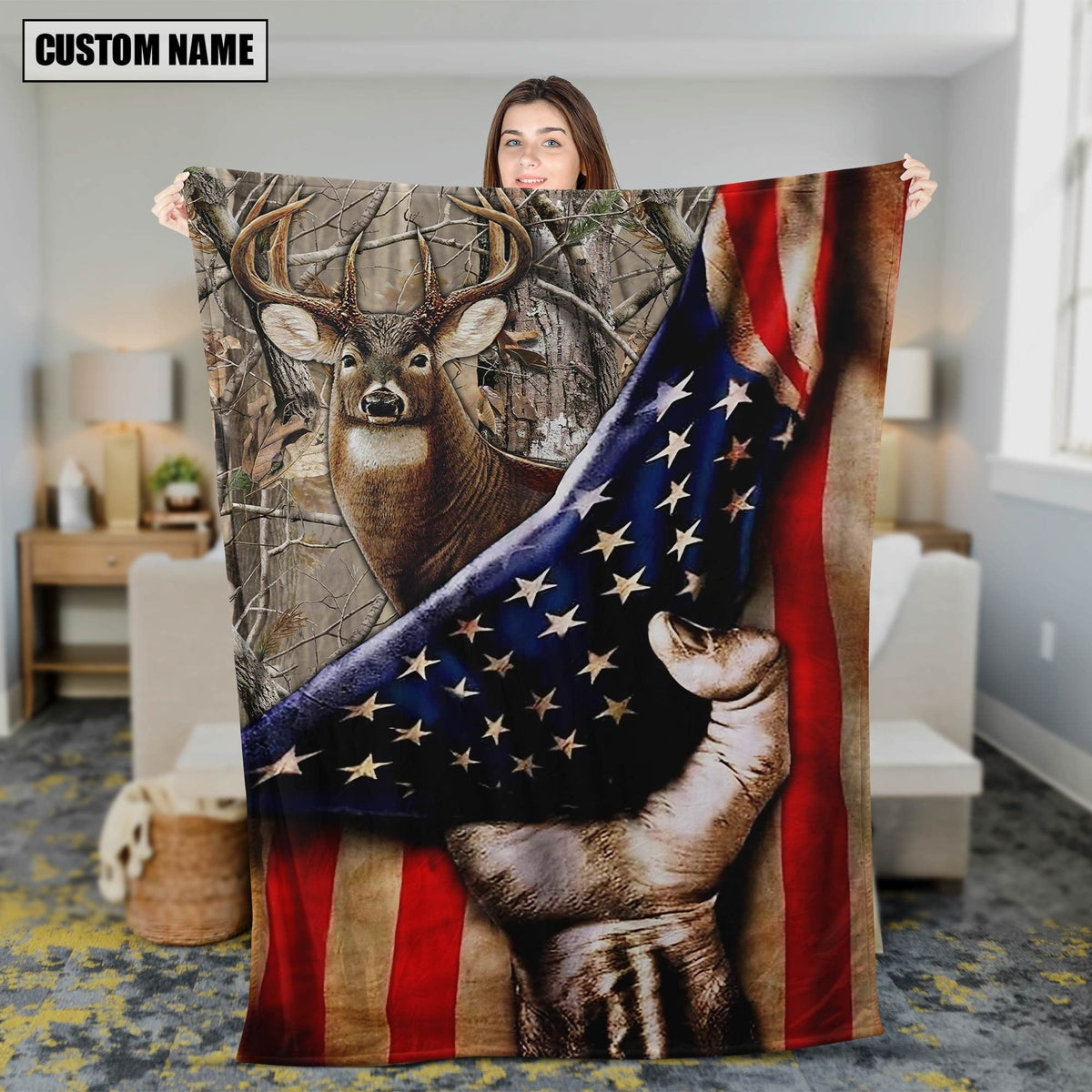 Blisscorners Personalized Deer Hunting Blanket