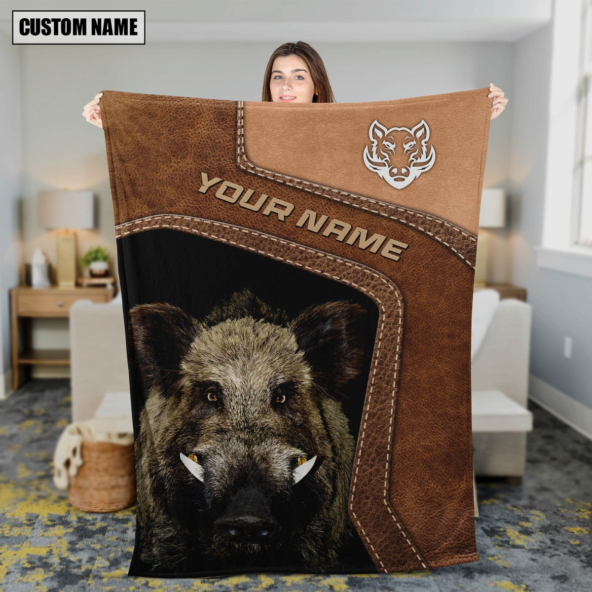 Blisscorners Personalized Boar Hunting Blanket