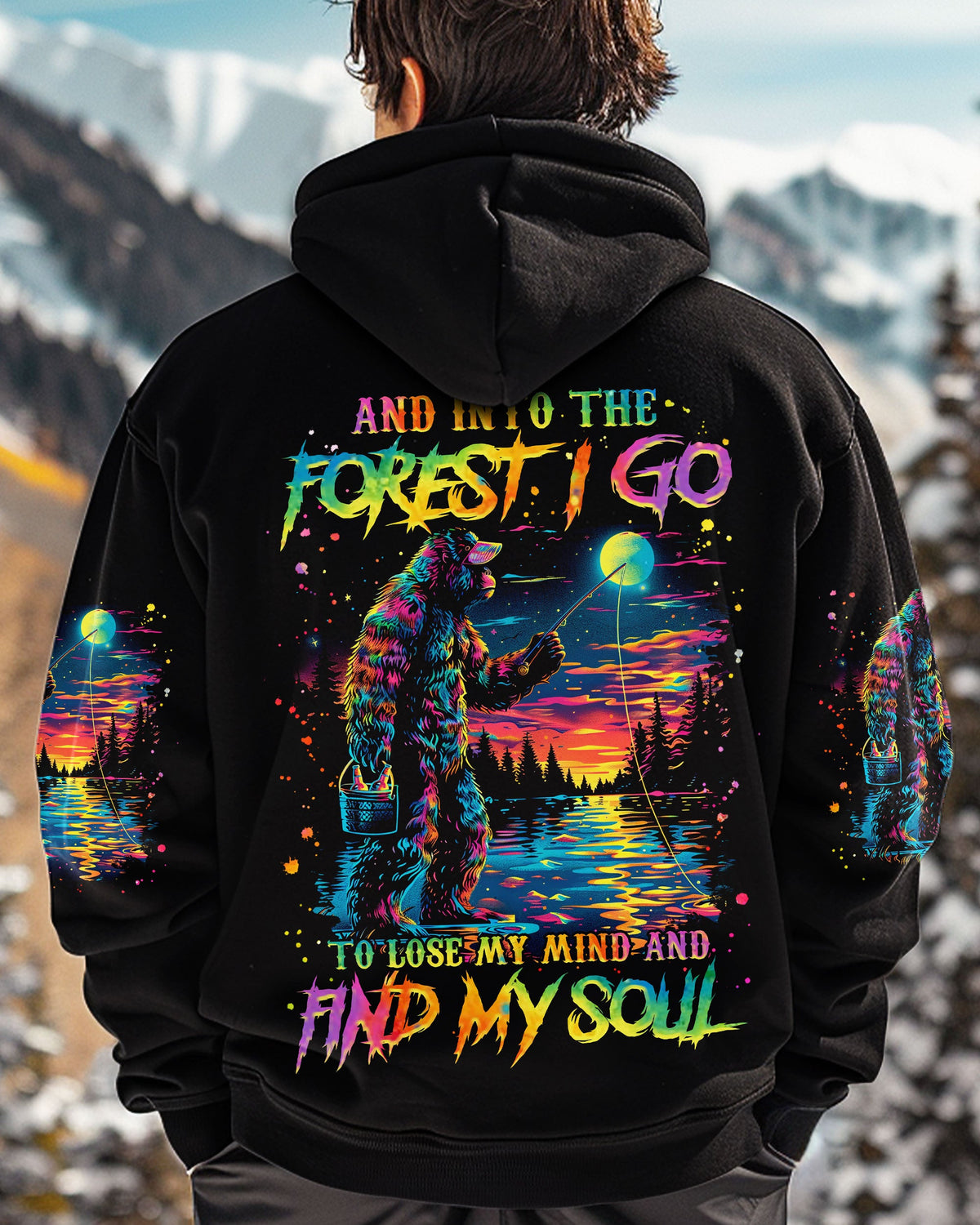 BLISSCORNERS AND INTO THE FOREST I GO BIGFOOT FISHING ALL OVER PRINT