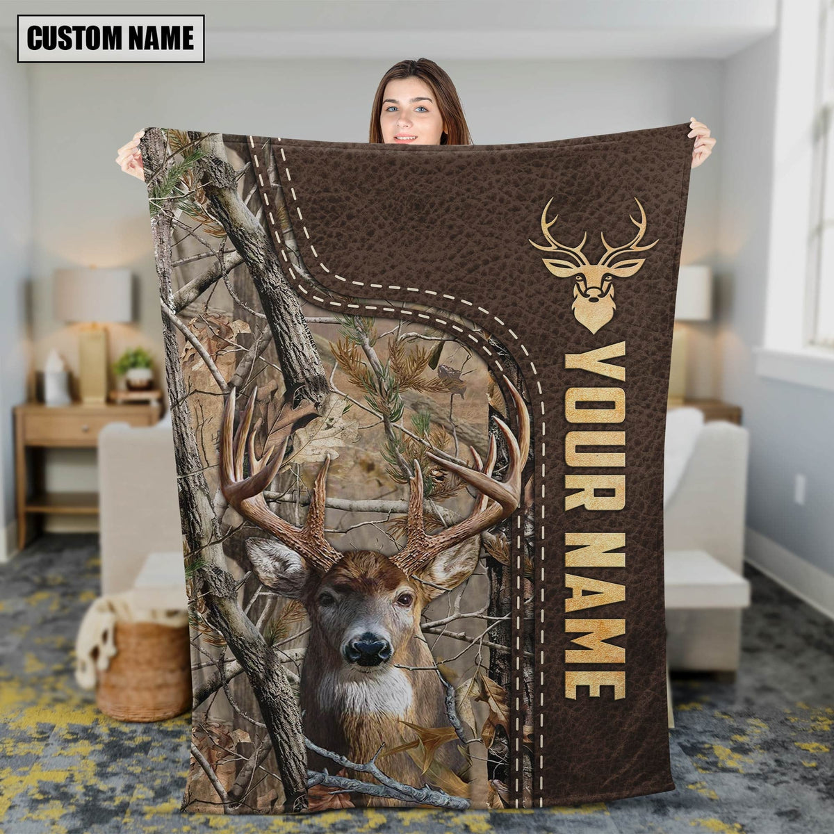 Blisscorners Personalized Deer Hunting Blanket