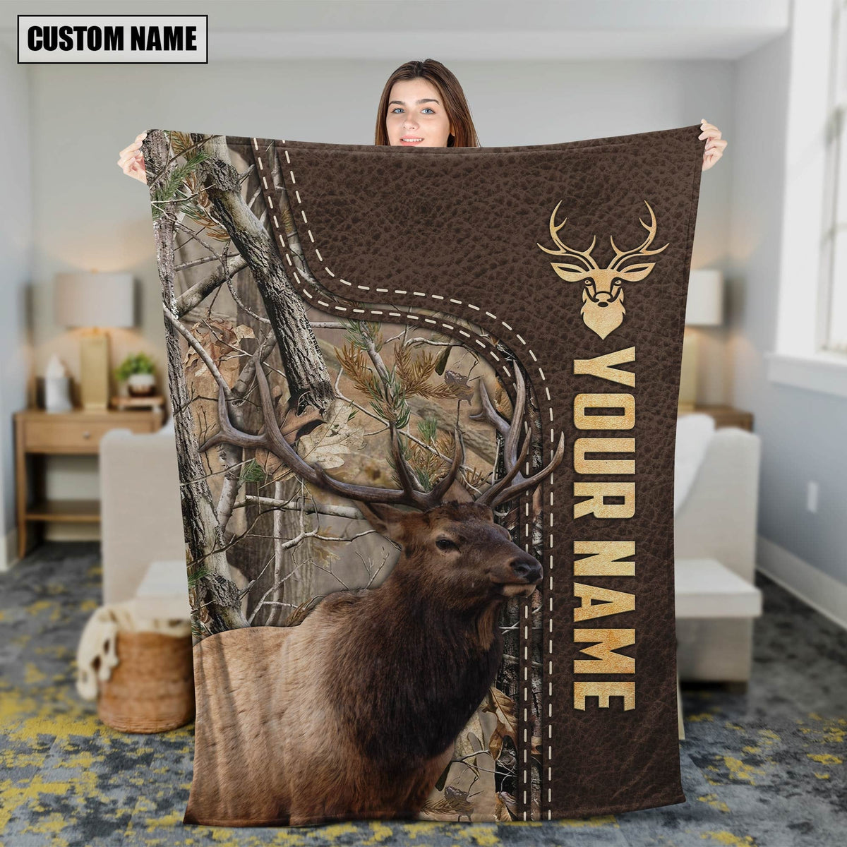 Blisscorners Personalized Elk Hunting Blanket