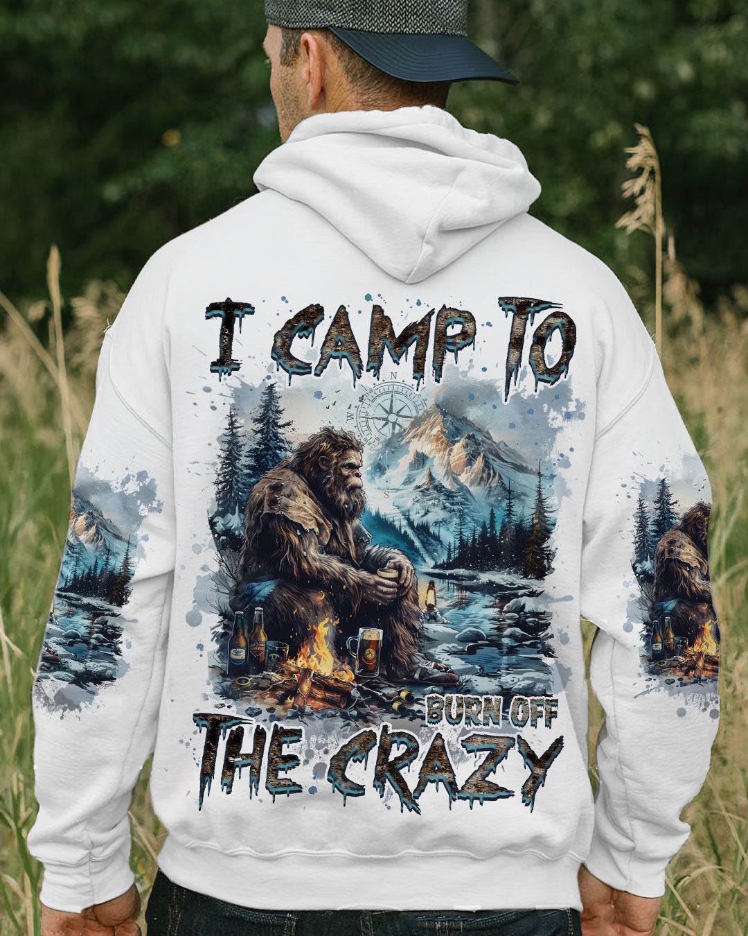 BLISSCORNERS I CAMP TO BURN OFF THE CRAZY BIGFOOT ALL OVER PRINT