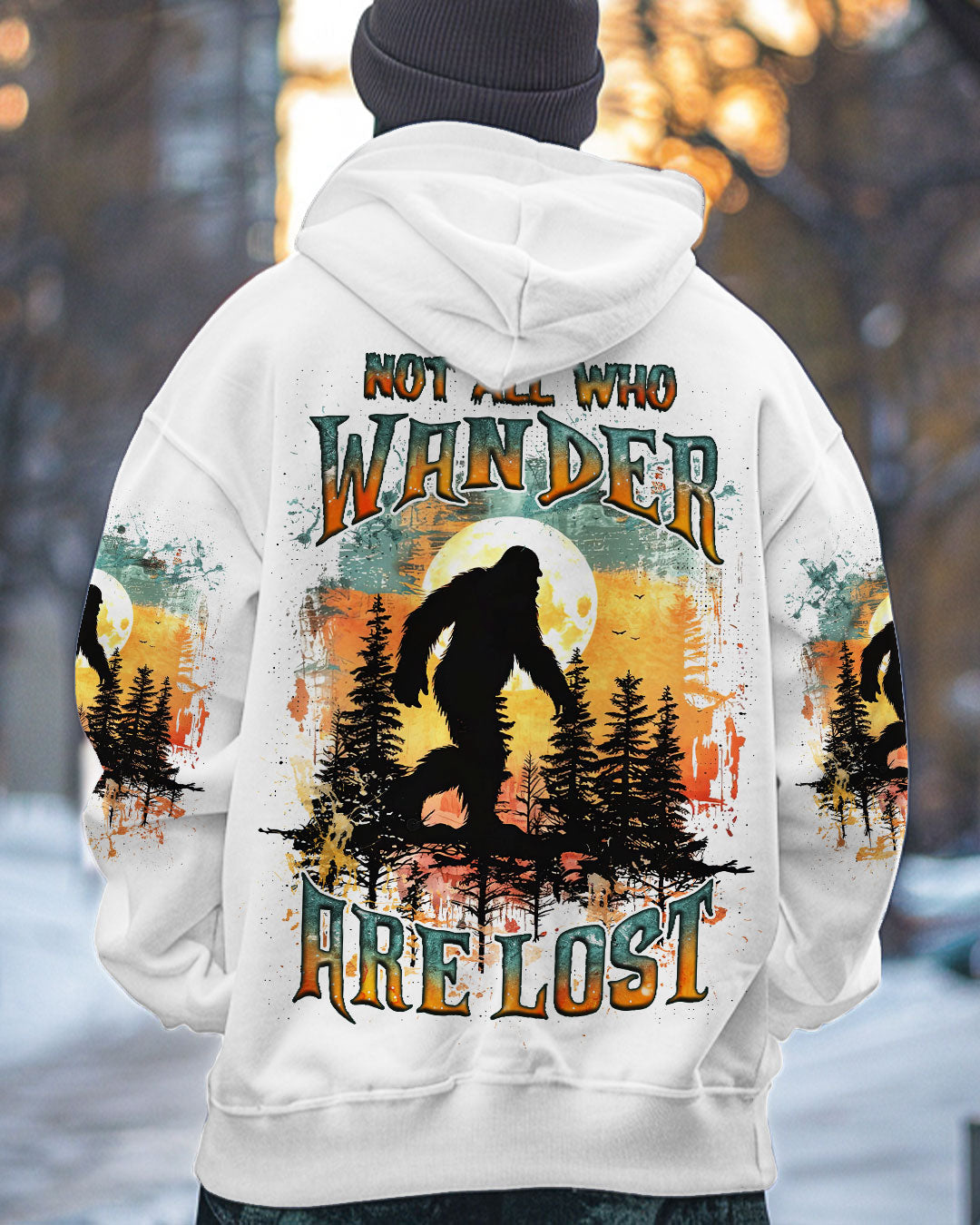 BLISSCORNERS NOT ALL WHO WANDER ARE LOST BIGFOOT ALL OVER PRINT