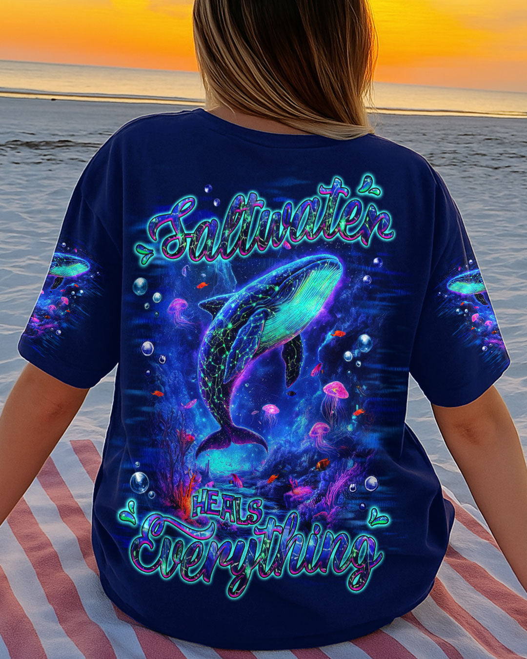 BLISSCORNERS SALTWATER HEALS EVERYTHING WHALE ALL OVER PRINT