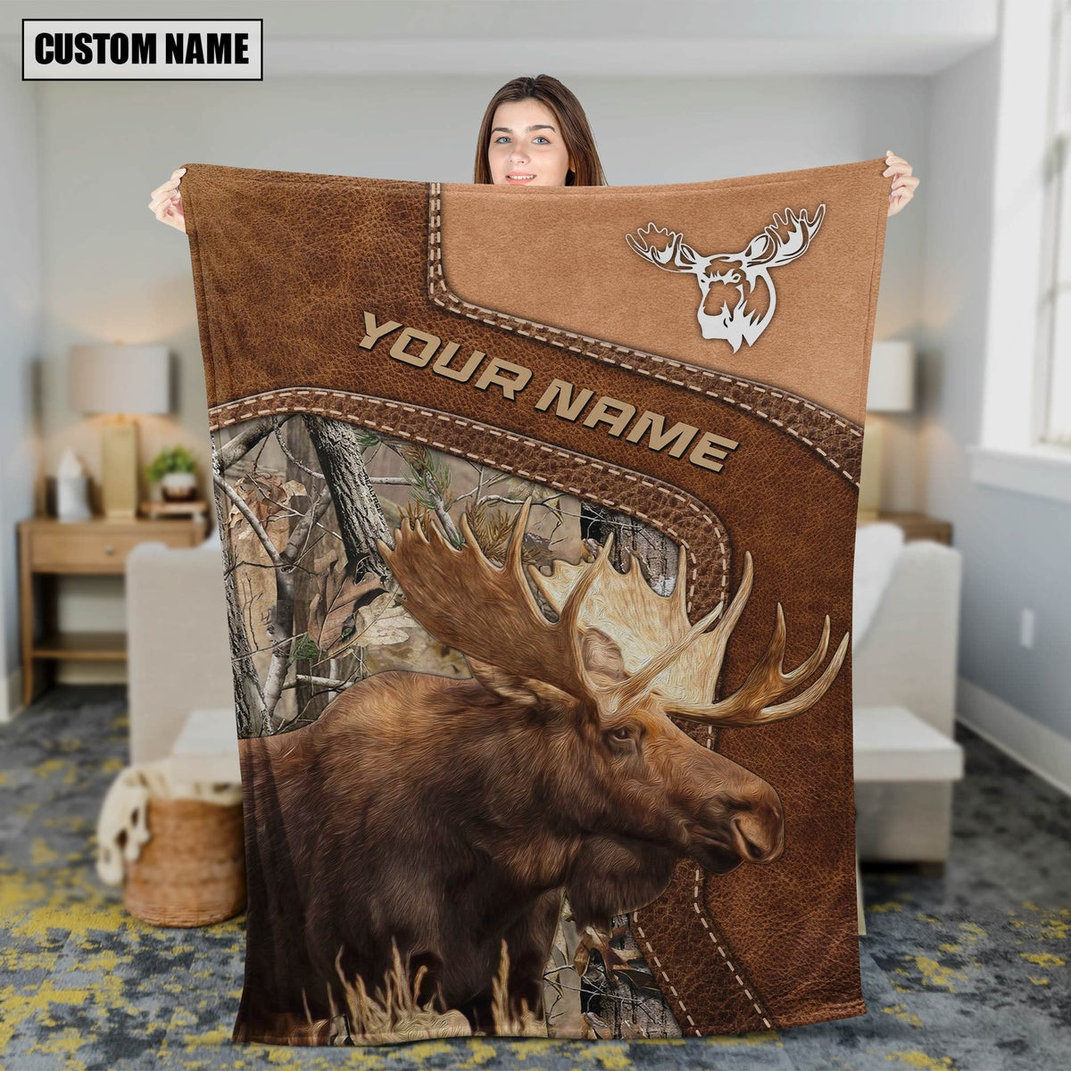 Blisscorners Personalized Moose Hunting Blanket