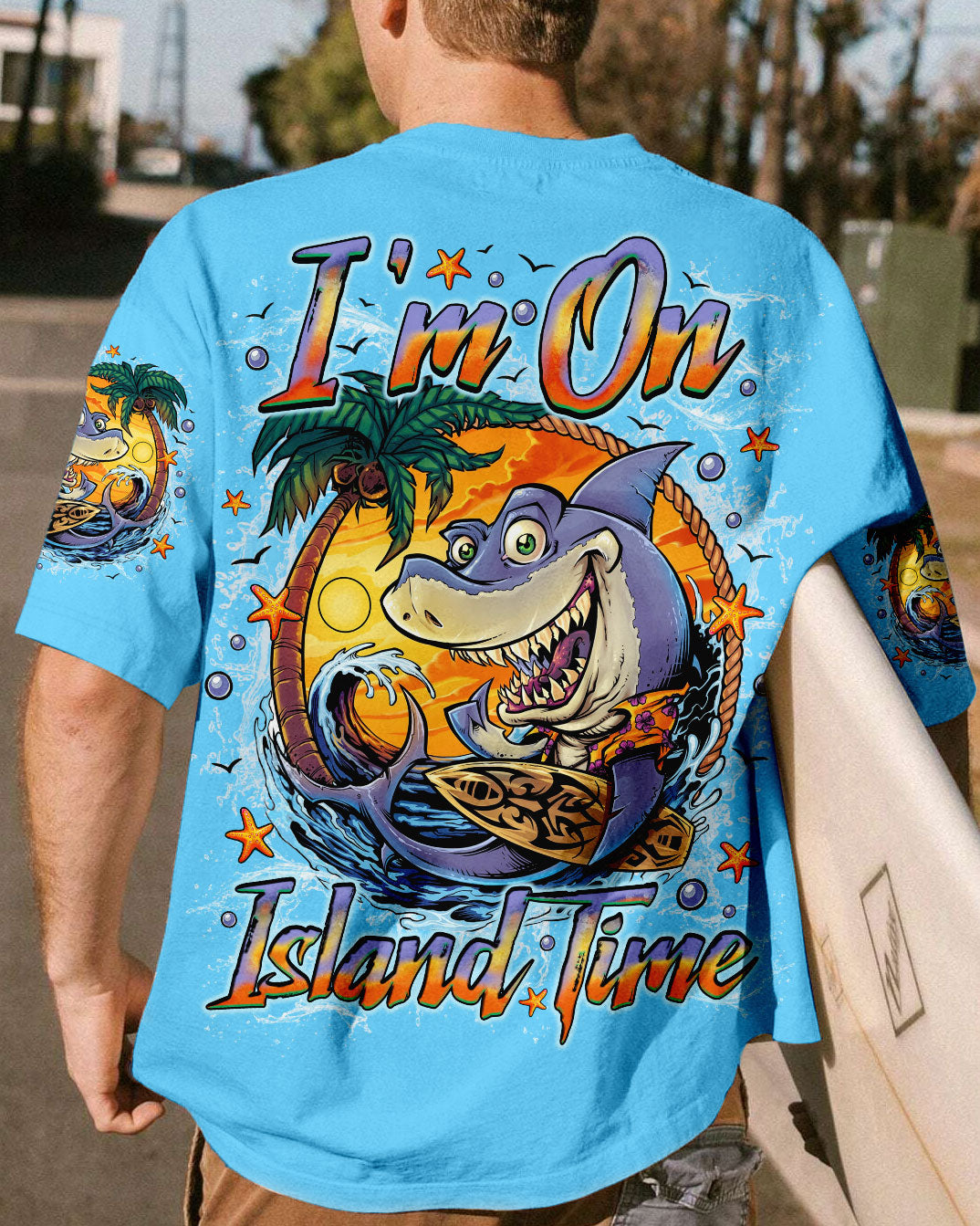 BLISSCORNERS I'M ON ISLAND TIME SHARK ALL OVER PRINT