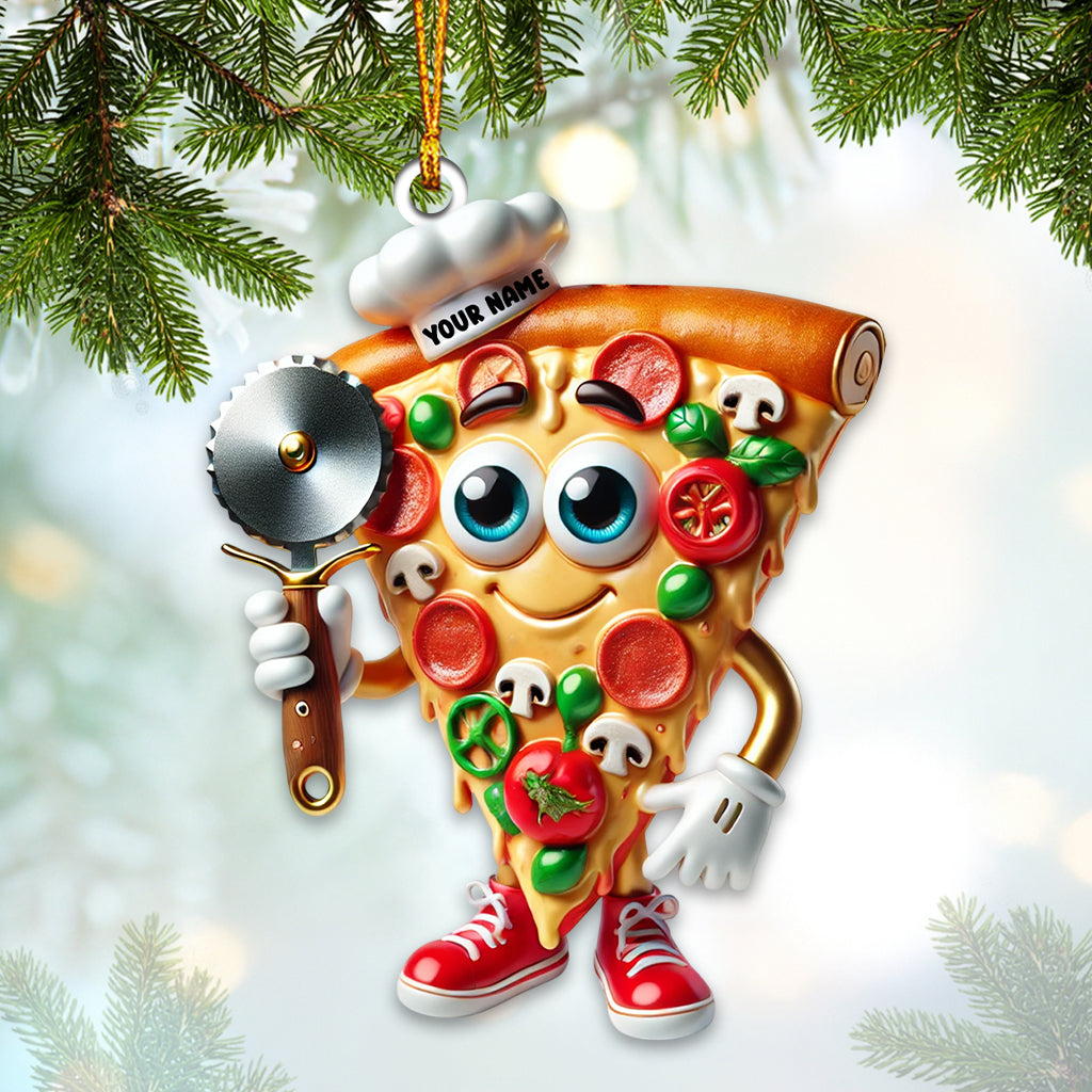 Blisscorners Santa Pizza Home Decor Christmas Ornament, Personalized Ornament2D Flat LM2211
