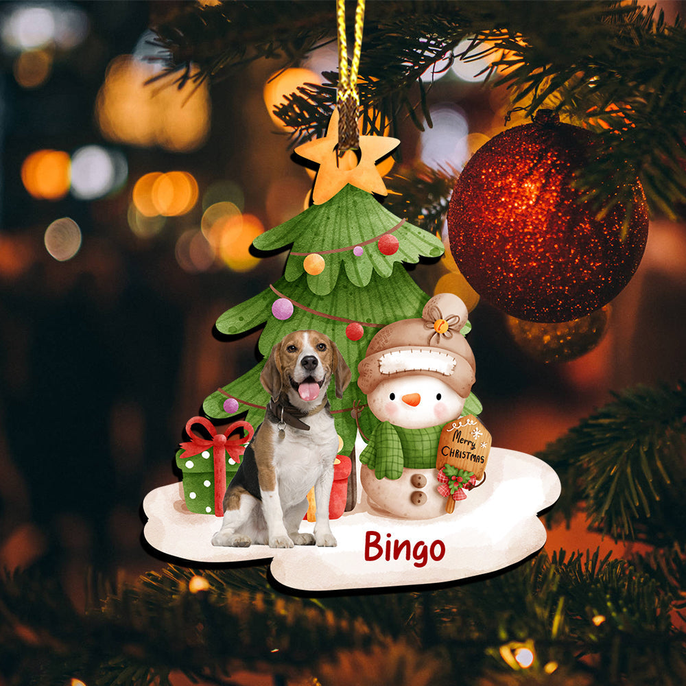 Blisscorners Christmas Tree And Pet - Personalized Photo Custom Shaped Wooden Ornament - Gift For Pet Lover, Christmas Gift2D Flat LM2111