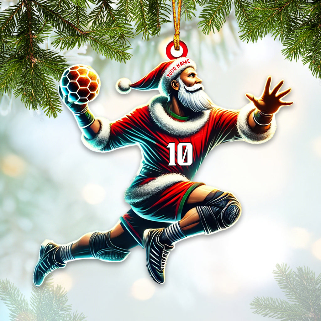 Blisscorners Custom Number Handball Santa Ornament, Christmas Gift for Handball Lover2D Flat LM2211