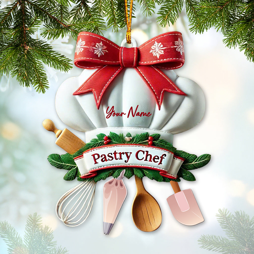 Blisscorners Custom Name Ornament, Chef Hat Christmas2D Flat LM2211