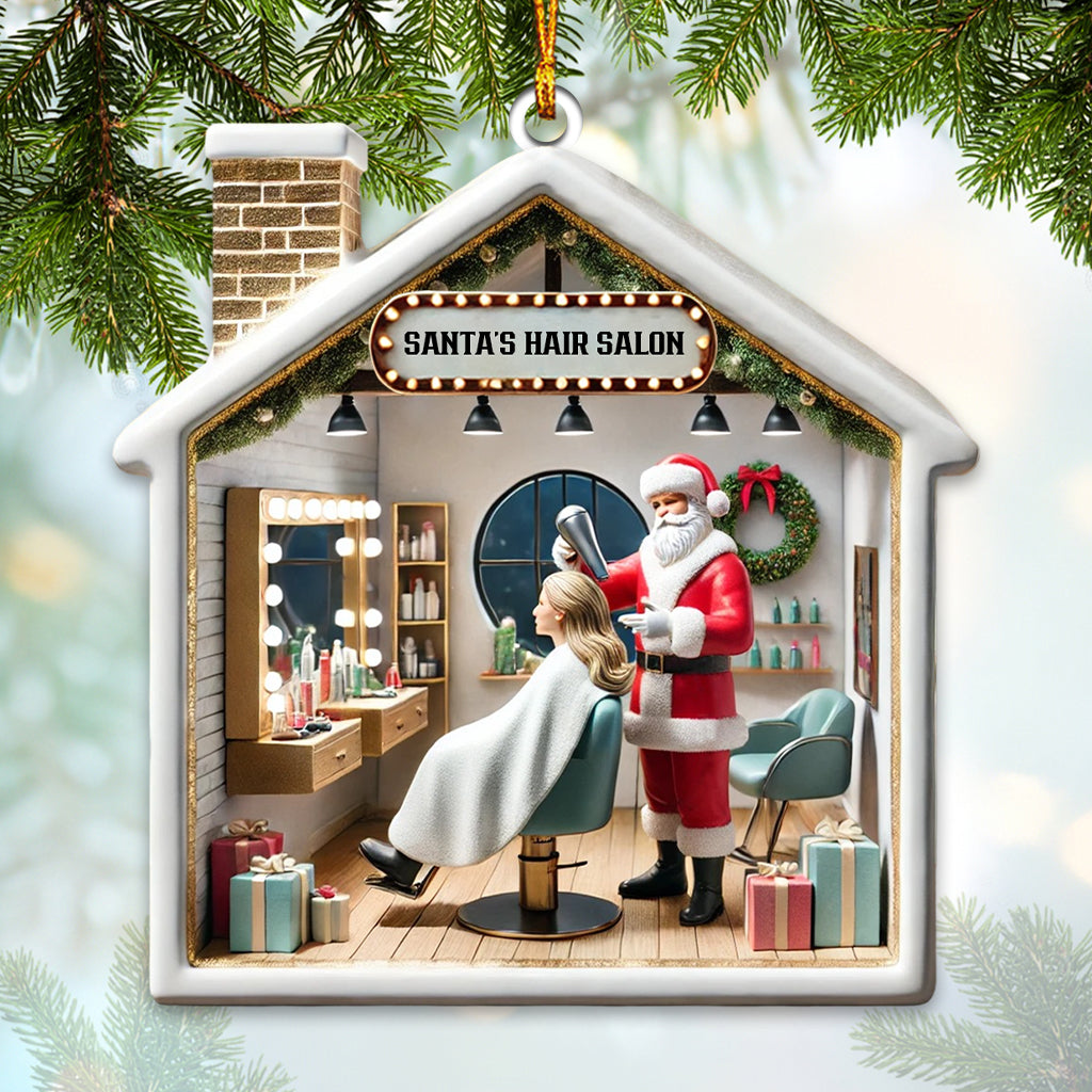 Blisscorners Santa Hair Salon Christmas Ornament, Personalized Ornament2D Flat LM2211