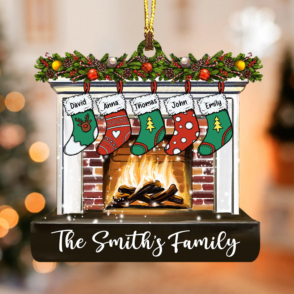 Blisscorners Merry Christmas, Family Christmas - Custom Text, Personalized Acrylic Ornament - Gift For Family2D Flat LM2111