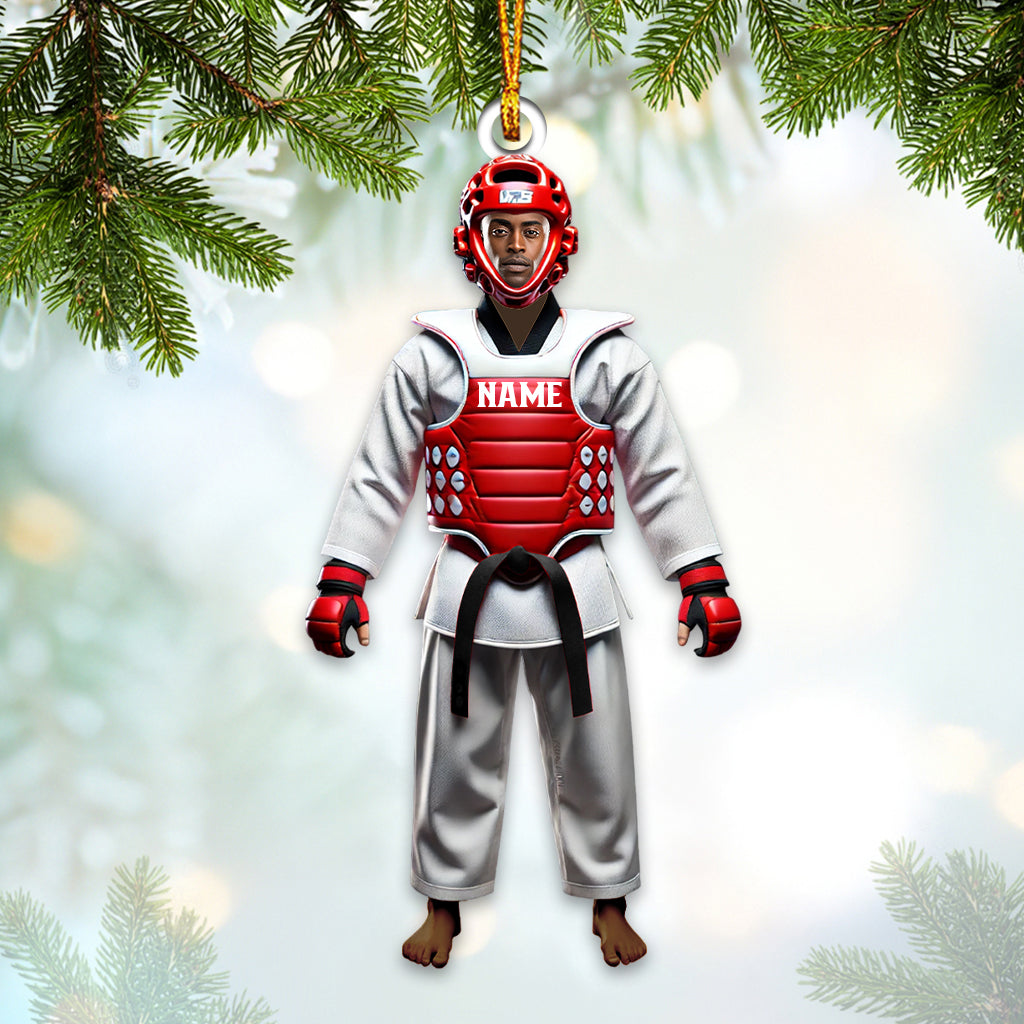 Blisscorners Custom Name and Face Taekwondo Ornament, Taekwondo Christmas Gift2D Flat LM2211