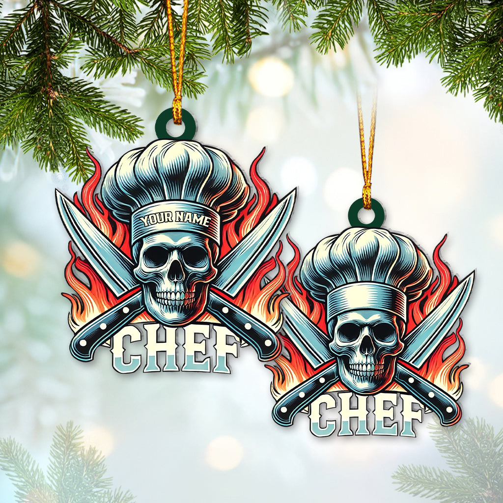 Blisscorners Custom Name Ornament, Skull Chef2D Flat LM2111