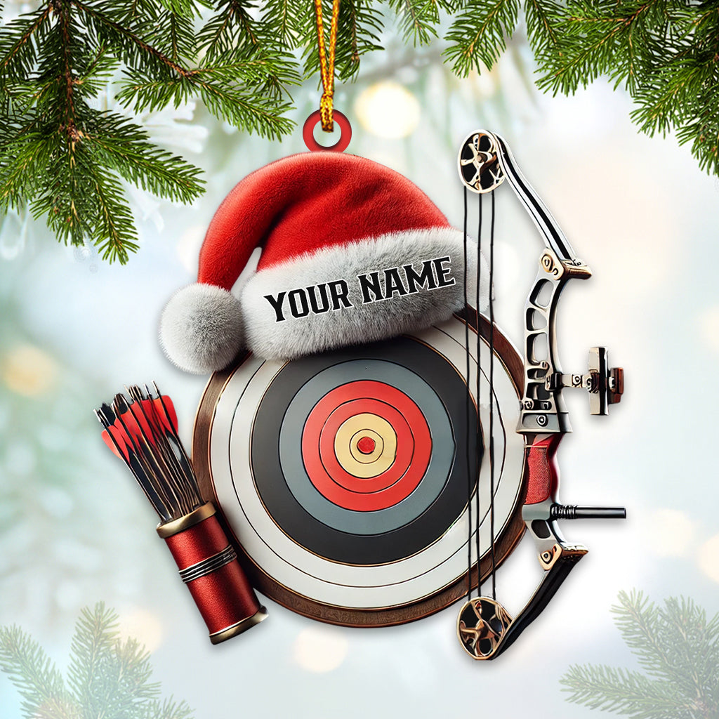 Blisscorners Custom Name Archery Santa Ornament, Archery Christmas Gift2D Flat LM2111