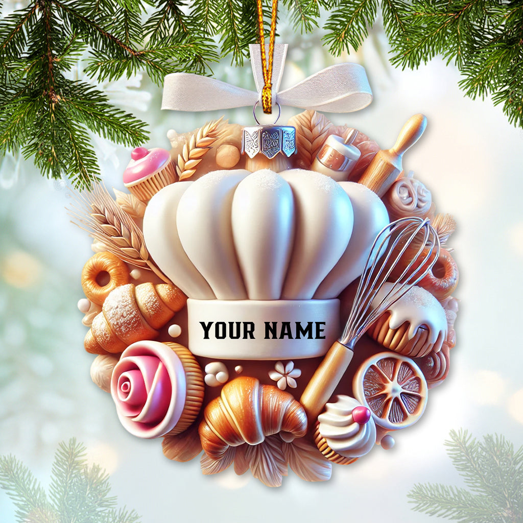 Blisscorners Custom Name Ornament, Christmas Sweet Chef2D Flat LM2211