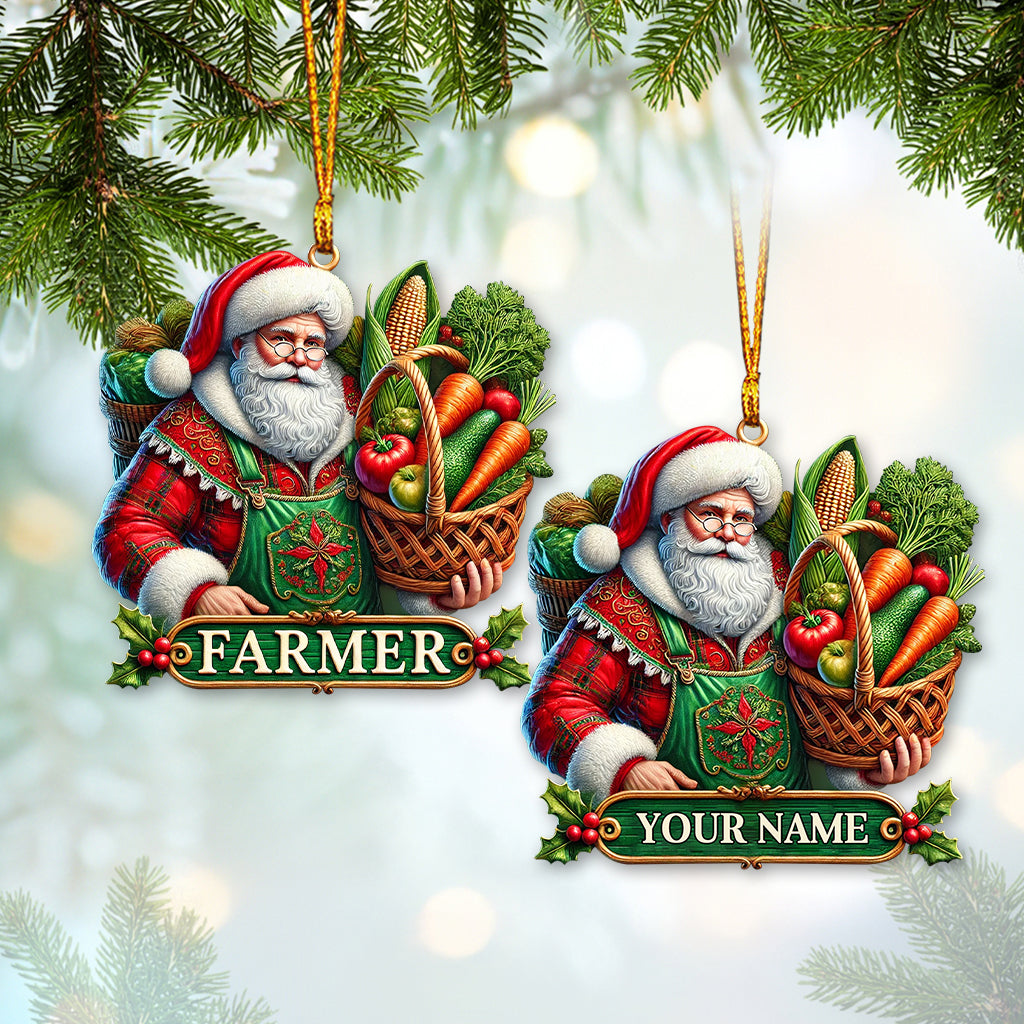 Blisscorners Custom Name Ornament, Santa Farmer2D Flat LM2211