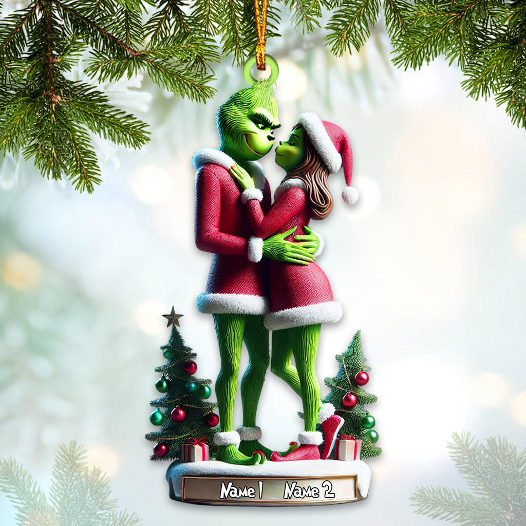 Blisscorners Custom Name Grinch Couple Ornament, Grinch Lover Christmas Gift2D Flat LM2111