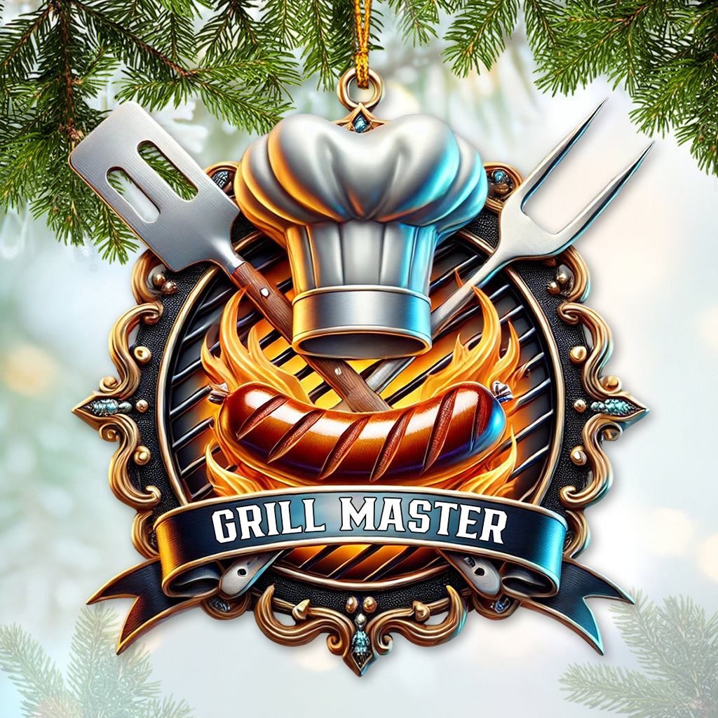 Blisscorners Custom Name Grill Master Ornament, Christmas Gift for Grill Master2D Flat LM2211