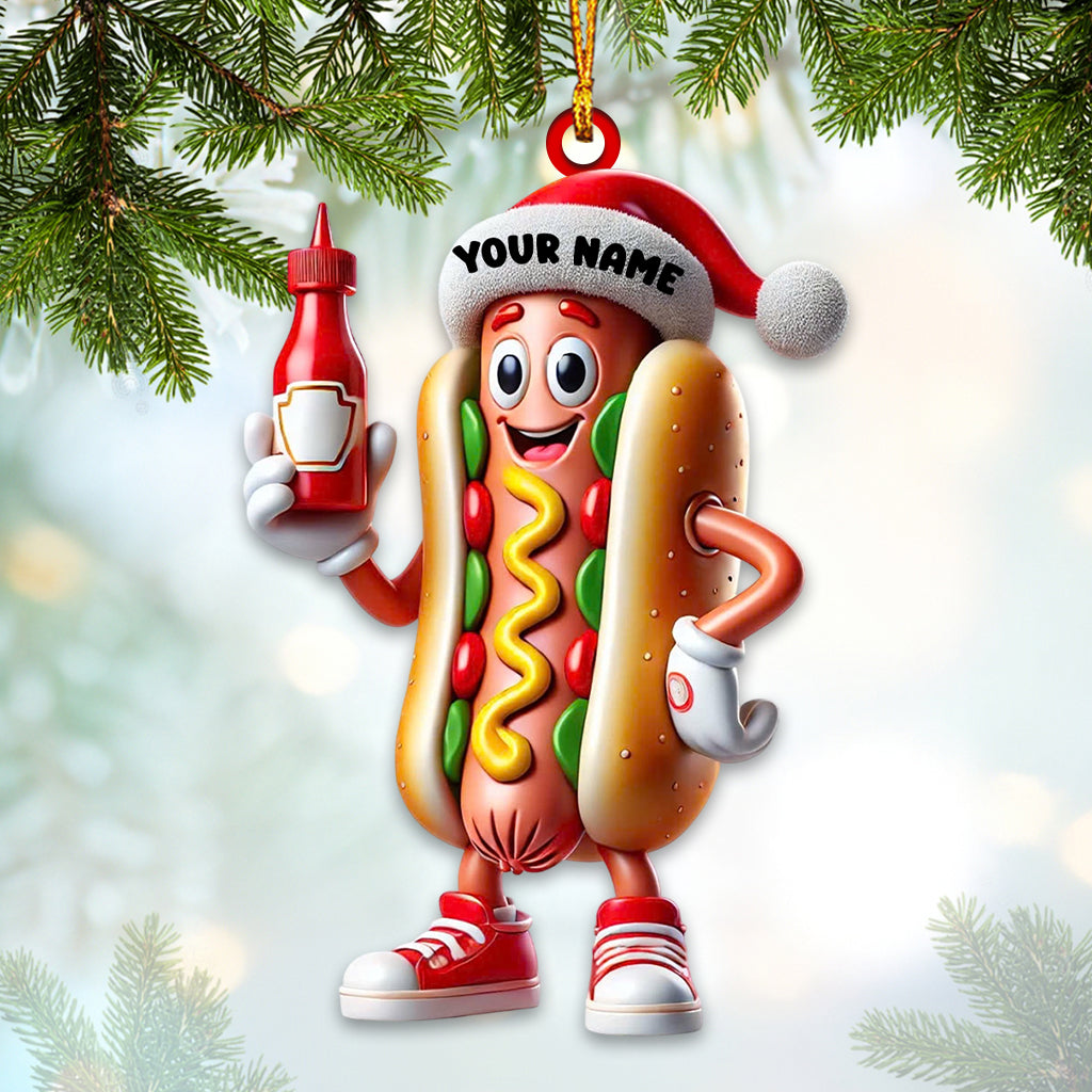 Blisscorners Hotdog Home Decor Christmas Ornament, Personalized Ornament2D Flat LM2211